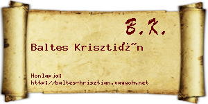 Baltes Krisztián névjegykártya